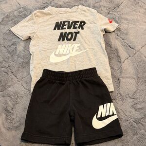 Nike Gray 'Never Not' Tee with Black Nike Logo Shorts - Kids